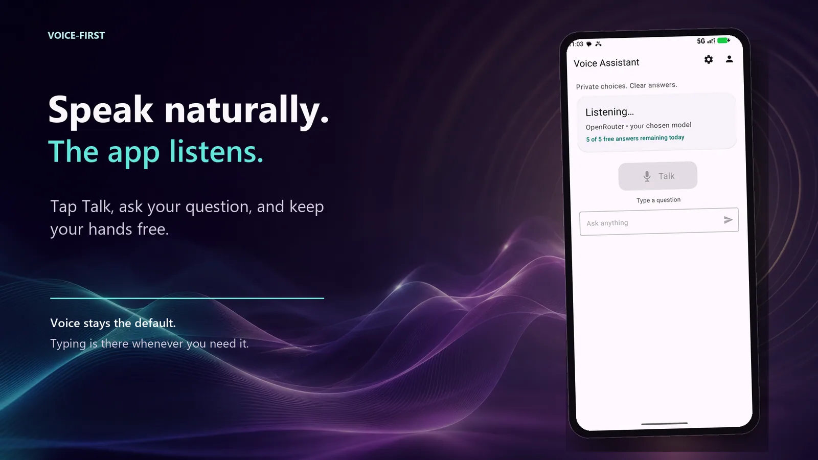 Speaking a question to Ingenious Voice Assistant