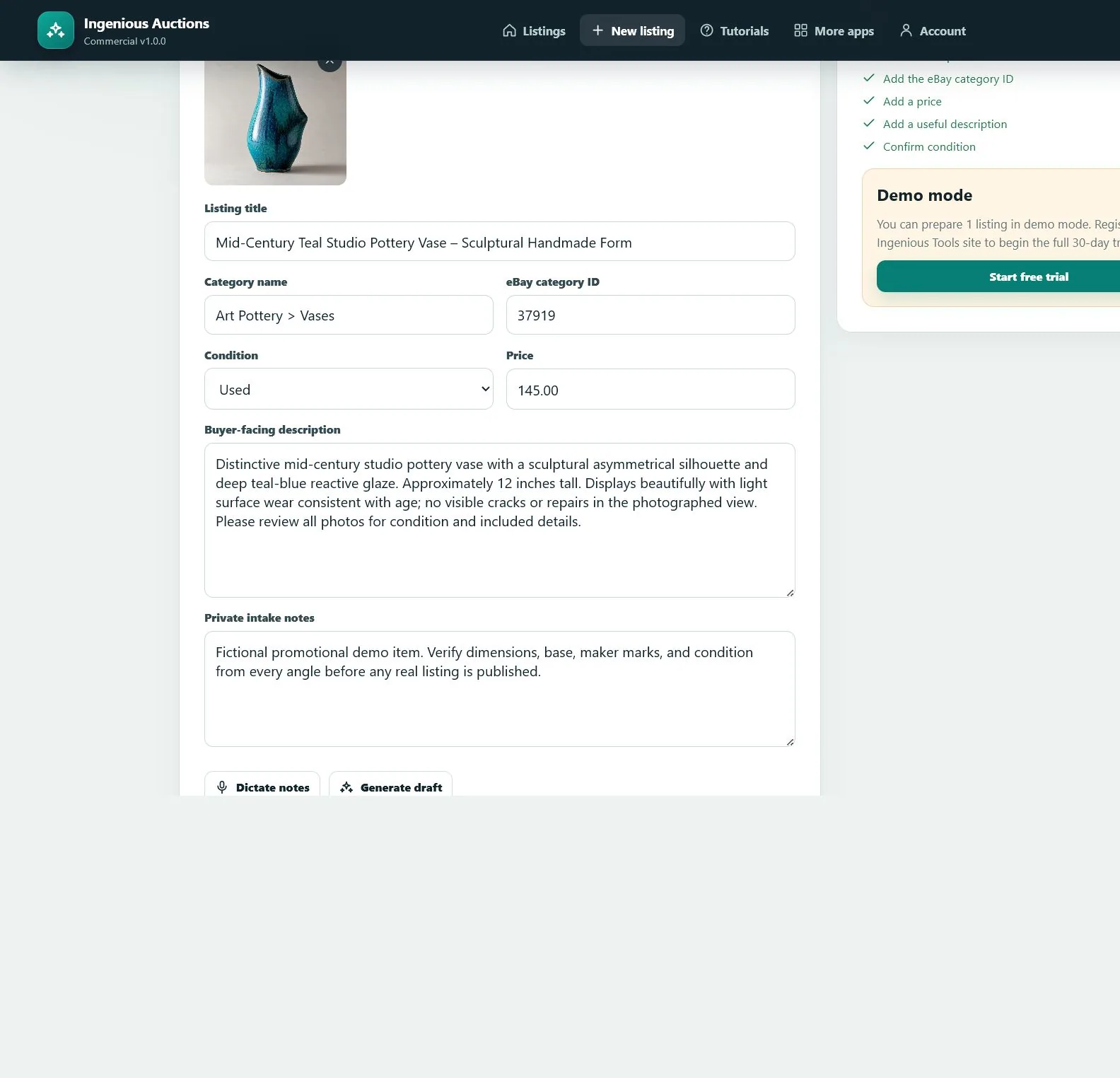 A listing showing one hundred percent readiness