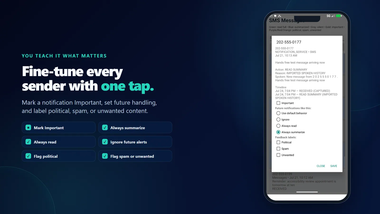 Playback speed, replay, and interruption controls in Ingenious Notifications