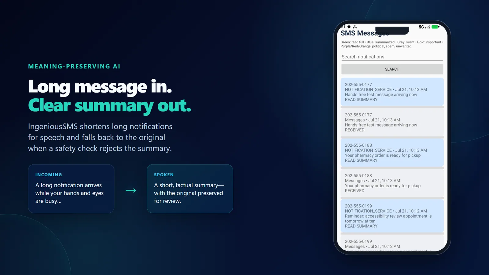 A shortened message summary shown beside the original text