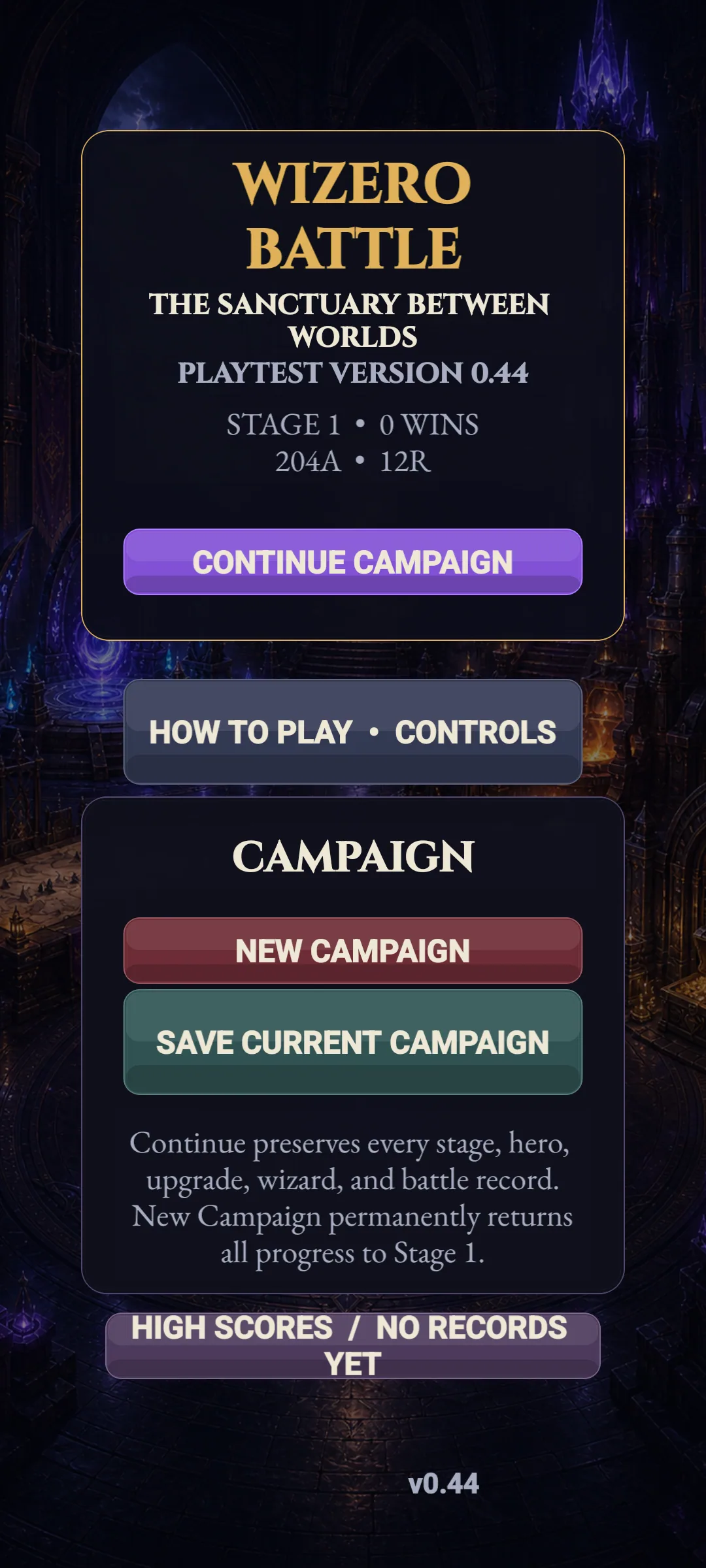 The Sanctuary hub in portrait on an Android phone